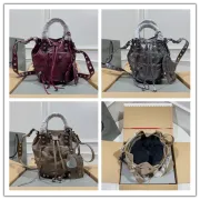 Balenciaga Bucket Bag: Burgundy Leather, Studded Edges, A Bold Fashion Statement size:30×23×17cm #A54208