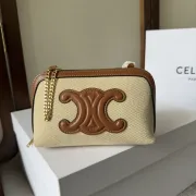 CELINE CLUTCH ON CHAIN CUIR TRIOMPHE IN TEXTILE AND CALFSKIN #A49271