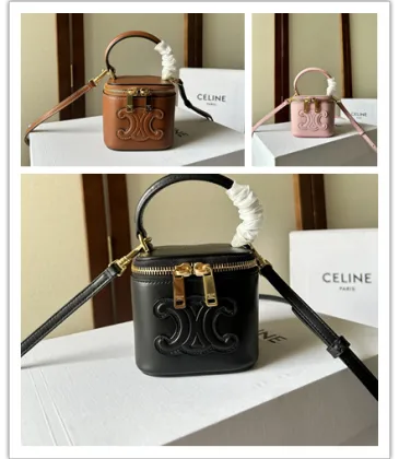 Celine Smooth Calfskin Cuir Triomphe Mini Vanity Case Tan #A49273