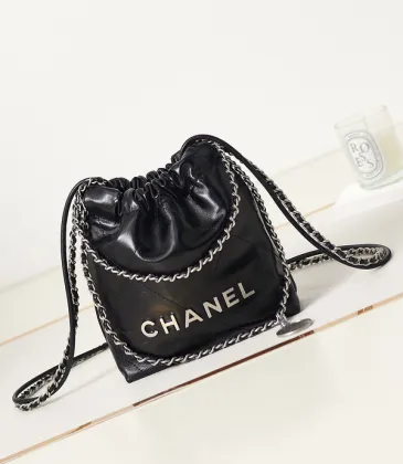 Chanel 22 mini handbag, Shiny calfskin &amp; gold-tone metal  #A49199