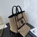 3Chanel Natural Raffia Small Deauville Tote size:34cm #A54036