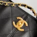 5Chanel Shopping bag, Calfskin &amp; gold-tone metal, black size:36×24×12cm #A53503