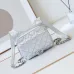 3Chanel Mini F-Shaped Backpack, Champagne Gold Space Silver Diamond Checkered Tofu Bag #A49214