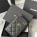 12Chanel Classic Caviar Quilted Zip Card Holder Black Wallet #A49135