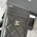 7Chanel Classic Caviar Quilted Zip Card Holder Black Wallet #A49135