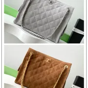 Bowling bag leather handbag Chanel Camel in Leather  #A50980