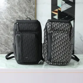 Rider Soft Zipped Backpack Dior Oblique Jacquard and Blue Grained Calfskin size:32×46×7cm #A54065