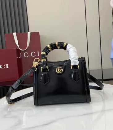 Gucci Diana small tote bag in black leather size:20×16×10cm #A53842