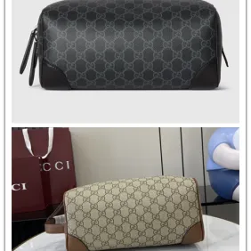 Gucci GG Emblem medium toiletry case in black fabric size:28×14×14cm #A53922