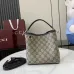 7Gucci GG Emblem small bucket bag in beige and dark brown fabric #A50999