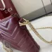 6Gucci GG Marmont pochette with chain in Rosso Ancora red/black leather size:21×15×3.5cm #A53747