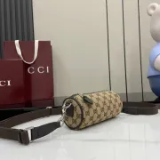 Gucci canvas mini cylinder bag in beige and brown GG canvas size:17.5×8×cm #A53541