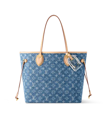 Louis Vuitton Tote Handbag Neverfull MM Monogram Denim Bags and Small Leather #A53431