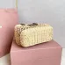 6Tan/caramel Woven Fabric Handbag With Leather Trim #A50907