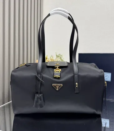 Prada Large Re-nylon Top-handle Bag With Lock In Black #A49966