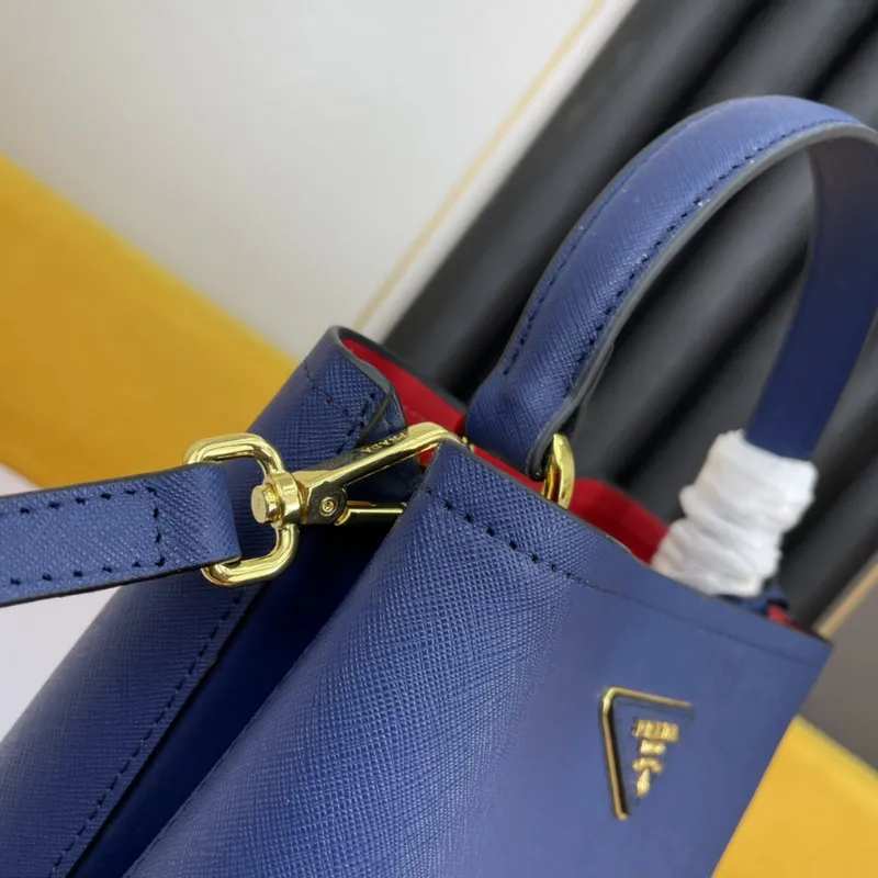 Prada Panier Small Saffiano Leather Bag in Blue