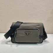 Coffee Prada Brique Saffiano leather bag size:28×17.5×10cm #A53543
