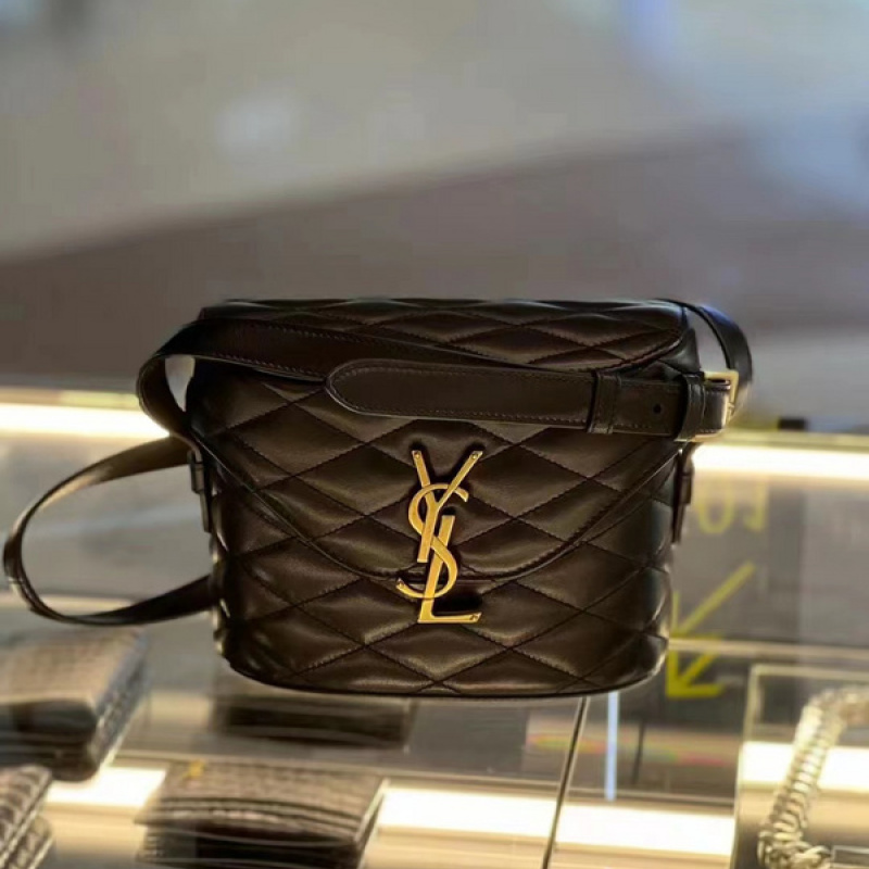 The 2023 New YSL Saint Laurent New JUNE Quilted Sheepskin Box Bag features  a front flip, shaped barrel design, and extremely compl… in 2023