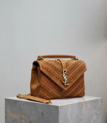YSL Saint Laurent College Medium Studded Suede Crossbody size:24×17×6cm #A53740
