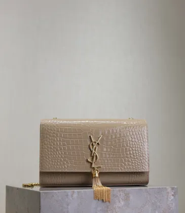 YSL Saint Laurent Kate Tassel Small Croc-Embossed Leather size:24×15×5cm #A53697