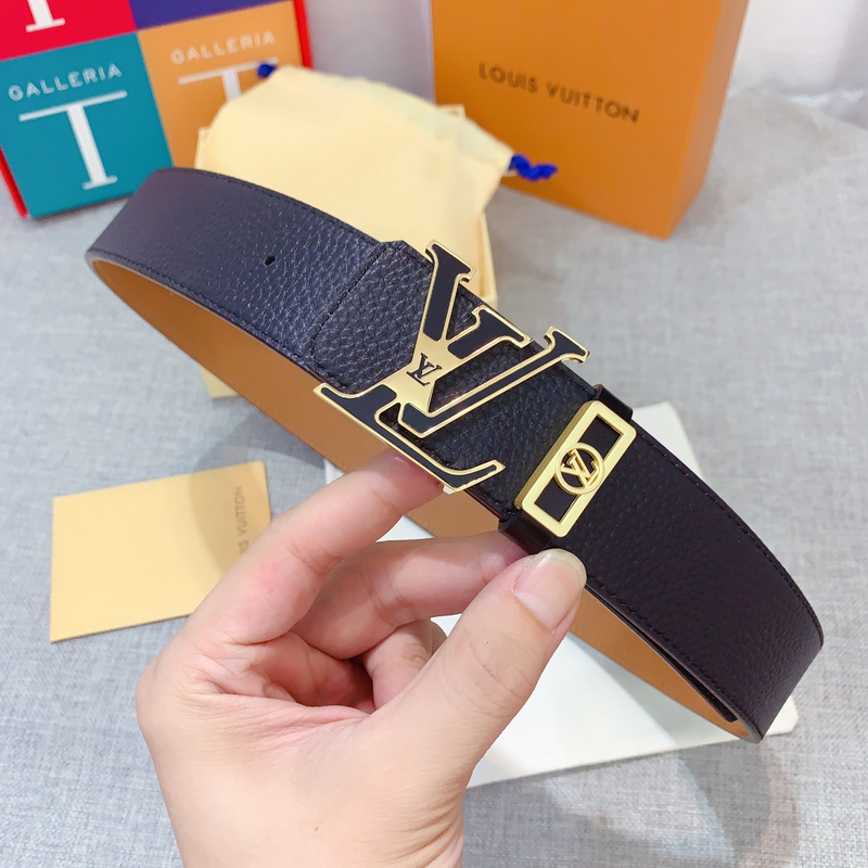 Hockenheim leather belt Louis Vuitton Black size 95 cm in Leather