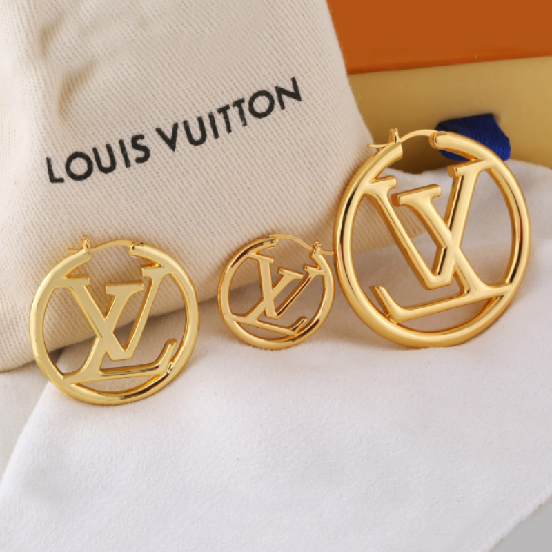 LOUIS VUITTON Louise Hoop Earrings Gold 1208999