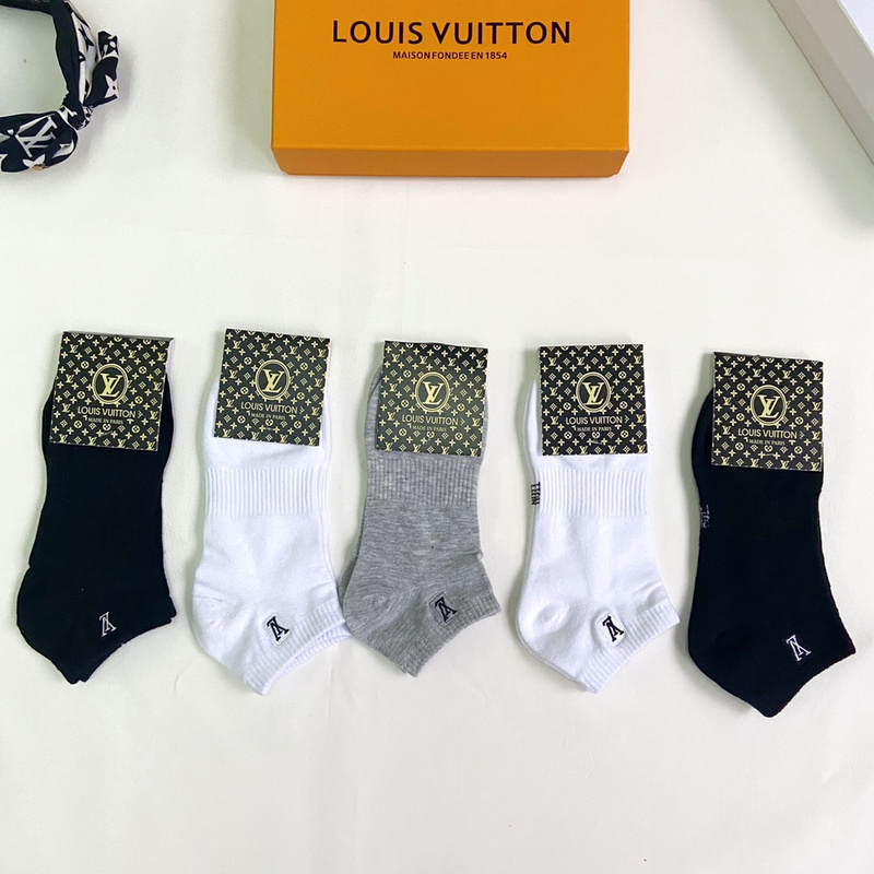23/Louis Vuitton counter latest fashion socks（5 pairs one box