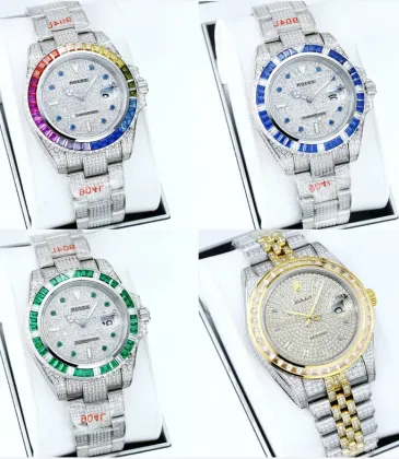 Rolex Stainless Steel Watch with Full Diamond Pave and Colored Sapphires 41mm #A46397