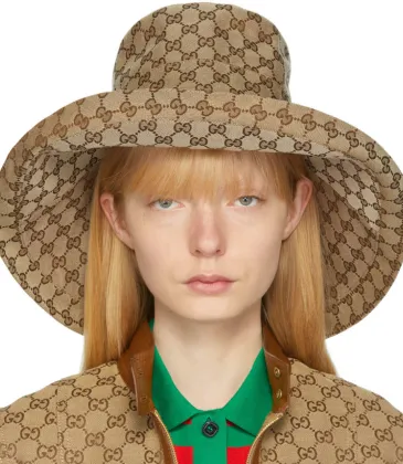Gucci beige canvas gg wide brim hat #A53430