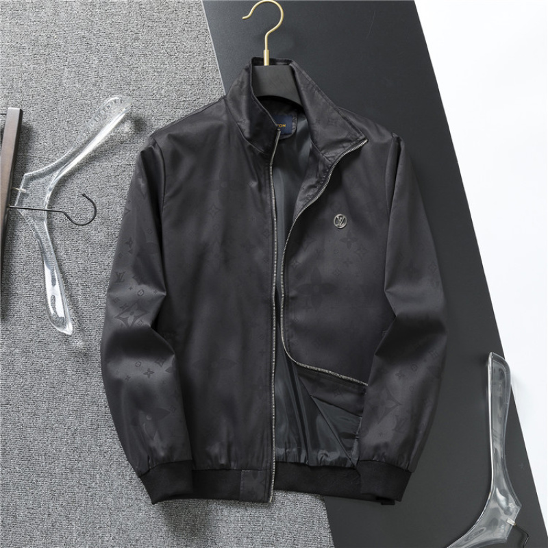 Men Louis Vuitton Black Leather Jacket