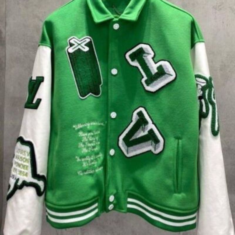 louis vuitton letterman jacket green