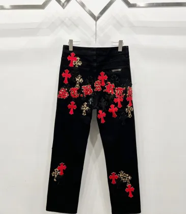 Chrome Hearts Red, White, Black, &amp; Leopard Cross Patch Carpenter Pants #A53418