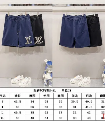 Louis Vuitton Short Pants for men Pure Cotton Black/Blue #A52979