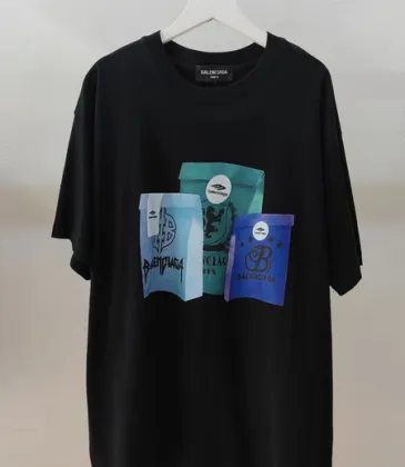 Balenciaga T-shirts for Men Pure Cotton Graphic T-Shirt Black/White #A54086