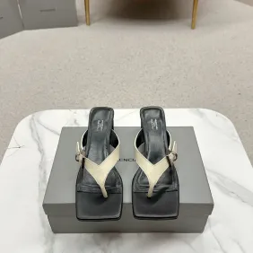 Balenciaga shoes for Women's Balenciaga Slippers Leather Square Black/White #A54189