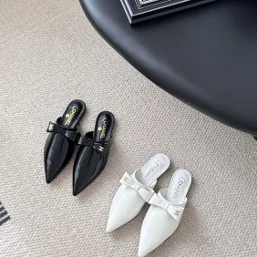 Chanel shoes for Women's Chanel Pumps Mule Chanel Couro Branca Black/White #A54183
