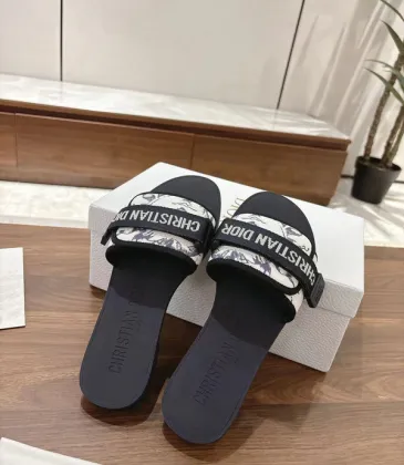 Dior Shoes for Dior Slippers for women Dway Embroidered Cotton Chrstian Black #A48924