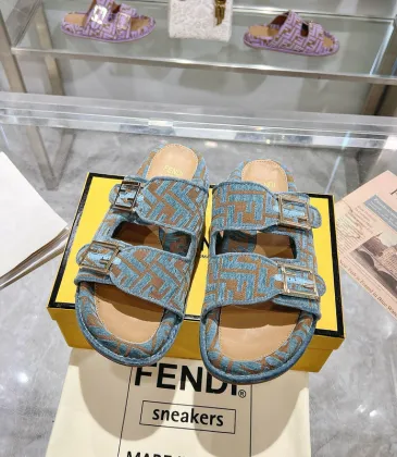 Fendi shoes for women Mauve blue FF jacquard velvet slides #A49021