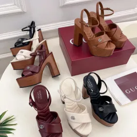 Gucci Shoes for Women Gucci Sandals Women's platform sandal in leather White/Black/Brown/Red #A54190