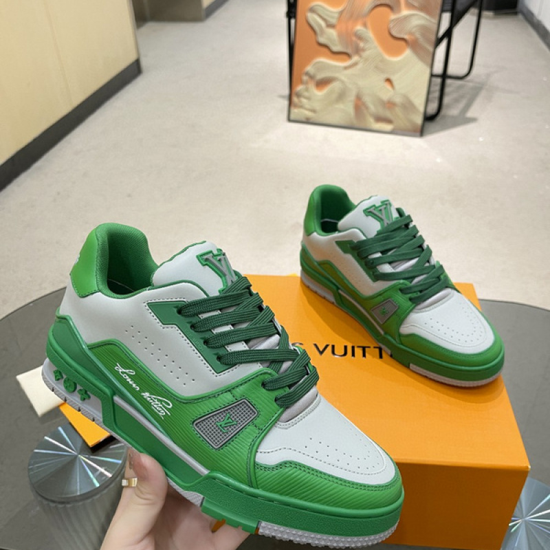 lv green and white sneakers