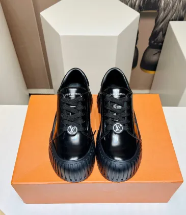 Louis Vuitton Black Sneakers: Patent Leather &amp; Iconic LV Logo, Merging Luxury and Edge Black/White/Brown #A54199