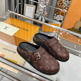 Louis Vuitton Shoes for Women's Louis Vuitton Slippers LV Easy Monogram Grey/Brown #A54179