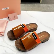 Miu Miu Shoes for women Patent Leather Clogs Brown #A48747