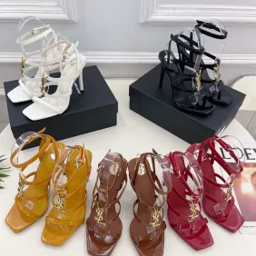 YSL Shoes for Women's Stunning YSL Yellow Patent Leather Strappy High - Heel Sandals Heel height:10.5cm #A54191