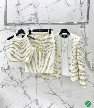Balmain jacket skirt Vest three piece set White #A30703