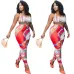 4Vibrant Gucci Inspired Abstract Print Sports Bra &amp; Leggings Set - Women's High-Fashion Activewear Ensemble for Bold Style #A54160