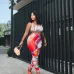 6Vibrant Gucci Inspired Abstract Print Sports Bra &amp; Leggings Set - Women's High-Fashion Activewear Ensemble for Bold Style #A54160