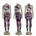 7Vibrant Gucci Inspired Abstract Print Sports Bra &amp; Leggings Set - Women's High-Fashion Activewear Ensemble for Bold Style #A54160