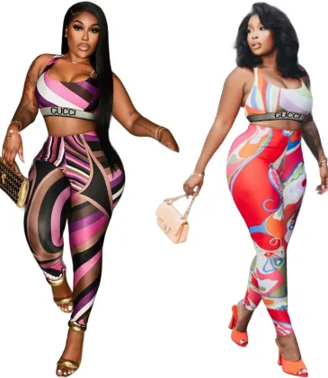 Vibrant Gucci Inspired Abstract Print Sports Bra &amp; Leggings Set - Women's High-Fashion Activewear Ensemble for Bold Style #A54160