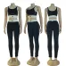 9new fashion alo yoga sports vest pants running fitness waist-tightening women's clothing two-piece set #A51025